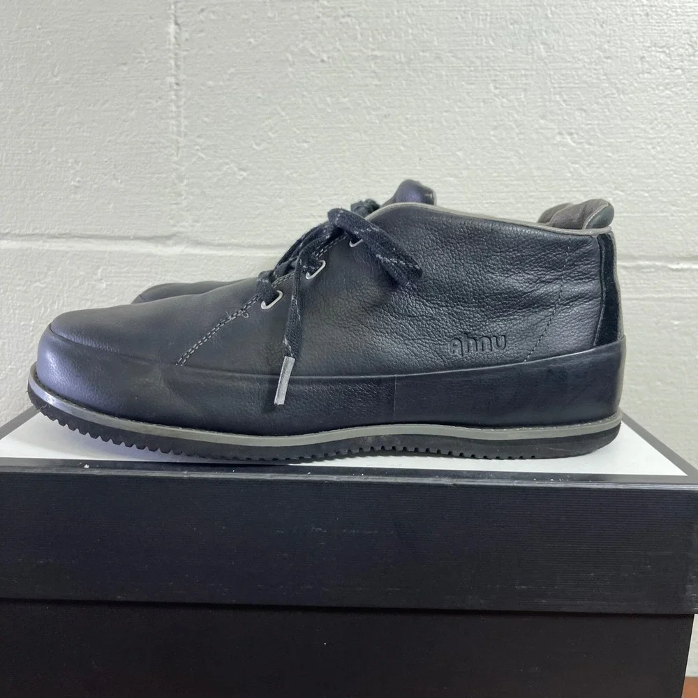 Ahnu AF2446BLK Chukka Ankle Boots Black Leather Lace Up Men's Size 13 US
